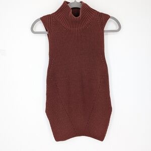 Ann Taylor Womens Sleeveless Sweater Rust Brown Preppy Cotton Blend XS